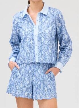 NEW ALLISON ainsley embroiders shorts in blue steel